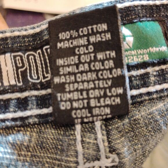 SouthPole vintage jean shorts boys 12 (27) in blue denim Y2K 90's baggy - Picture 7 of 8